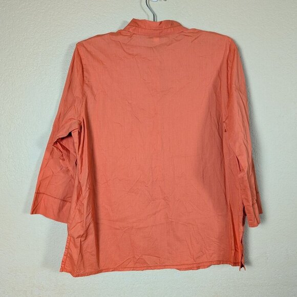 Sigrid Olsen Women's 100% Cotton Button-Up Shirt sz XL 3/4 Sleeve Lagenlook - Picture 2 of 9